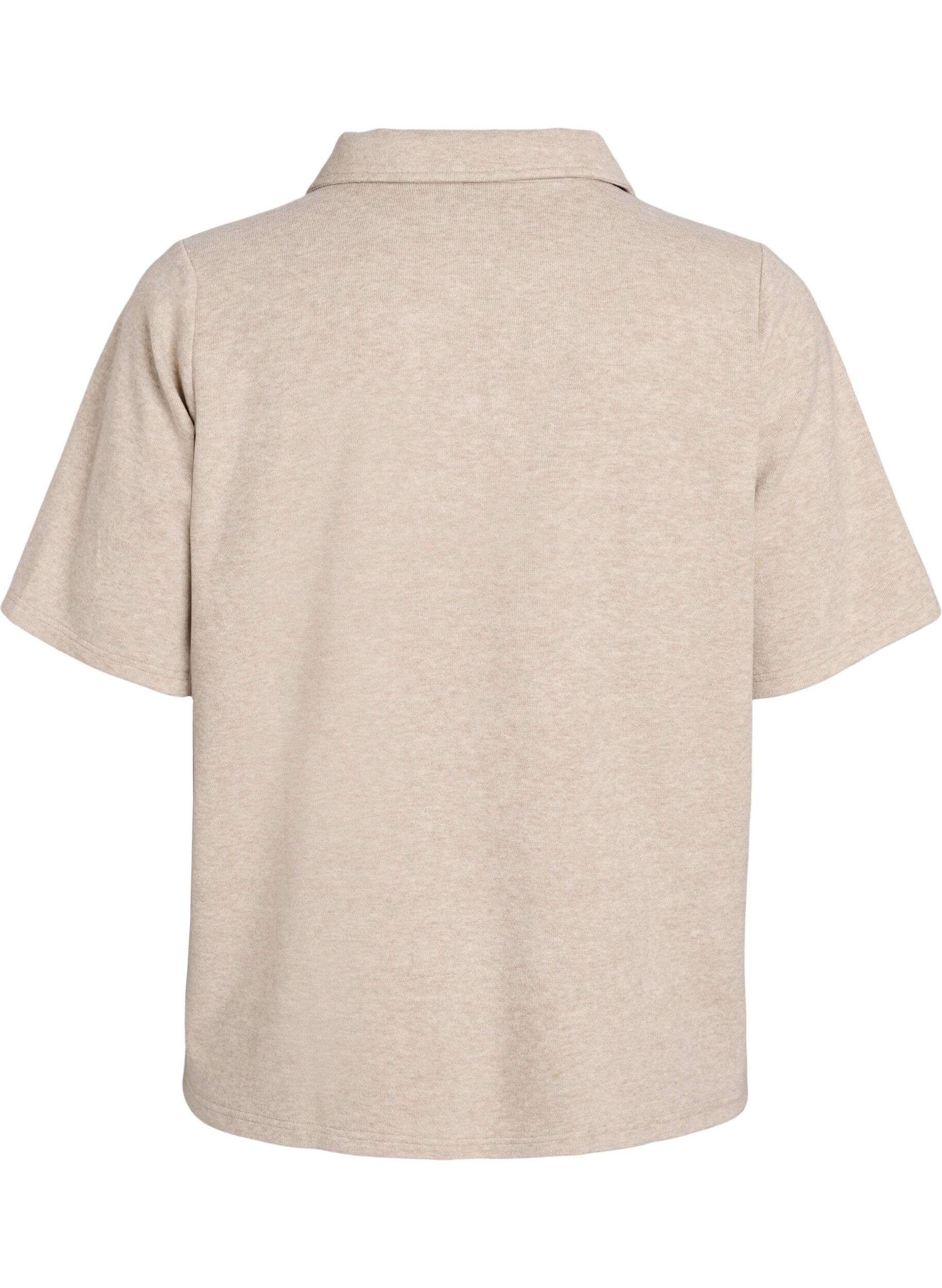 Zizzi Blouse en jersey avec col et manches courtes, Marron, Packshot image number 1