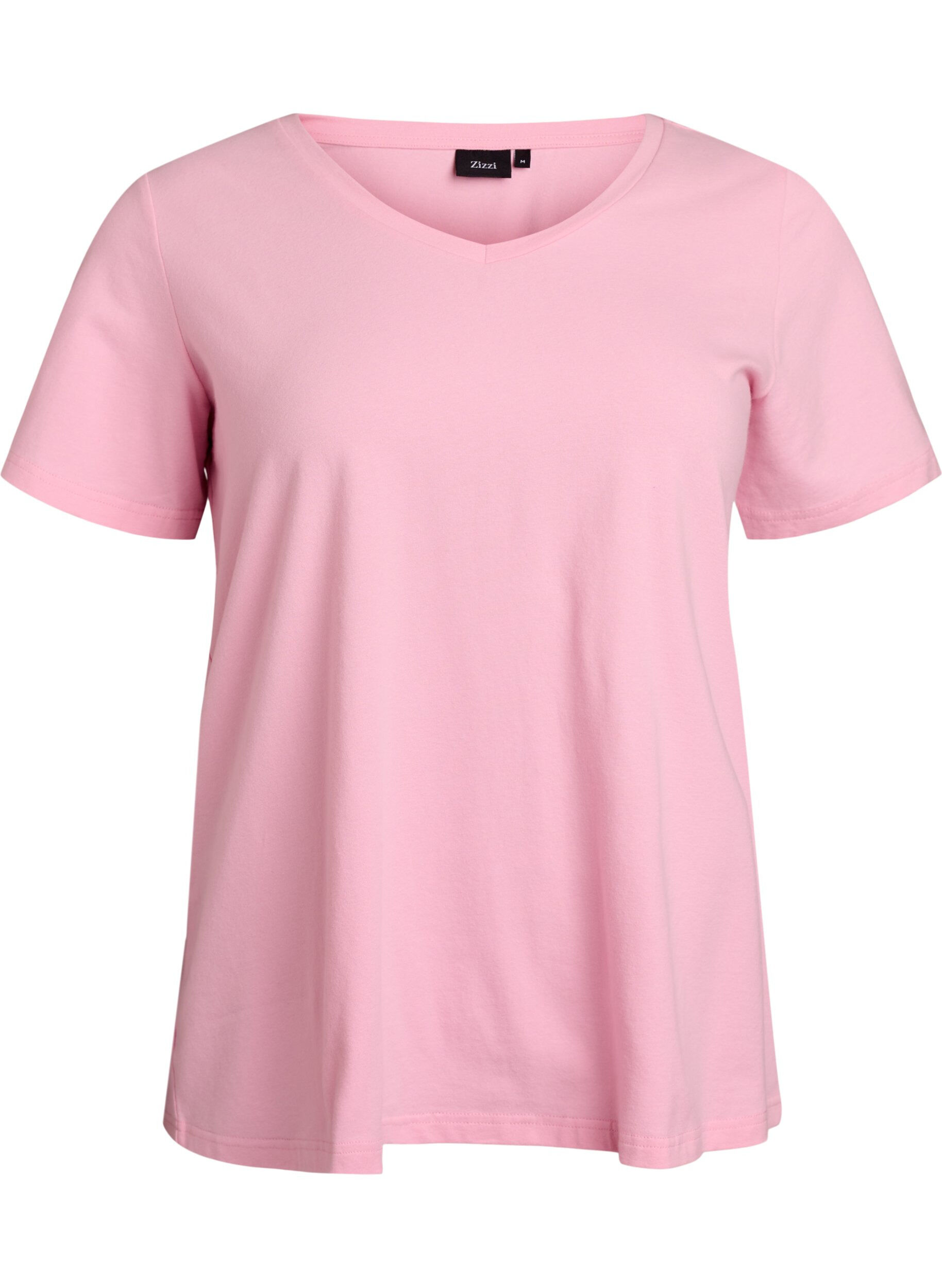 Zizzi T-shirt basic uni en coton, Rose, Packshot image number 0