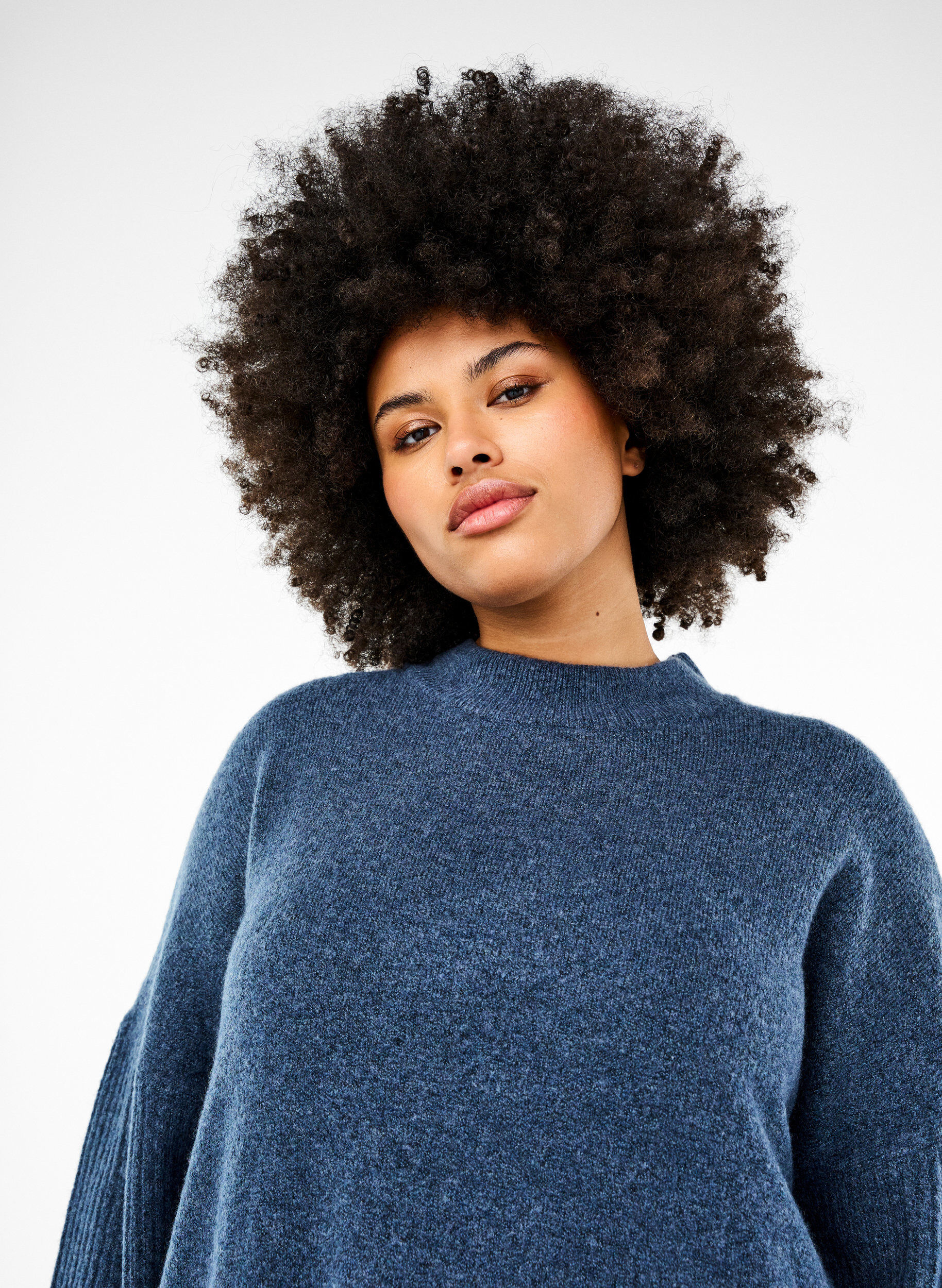 Zizzi Long chemisier tricot&eacute; &agrave; manches longues, Bering Sea Mel., Image image number 0