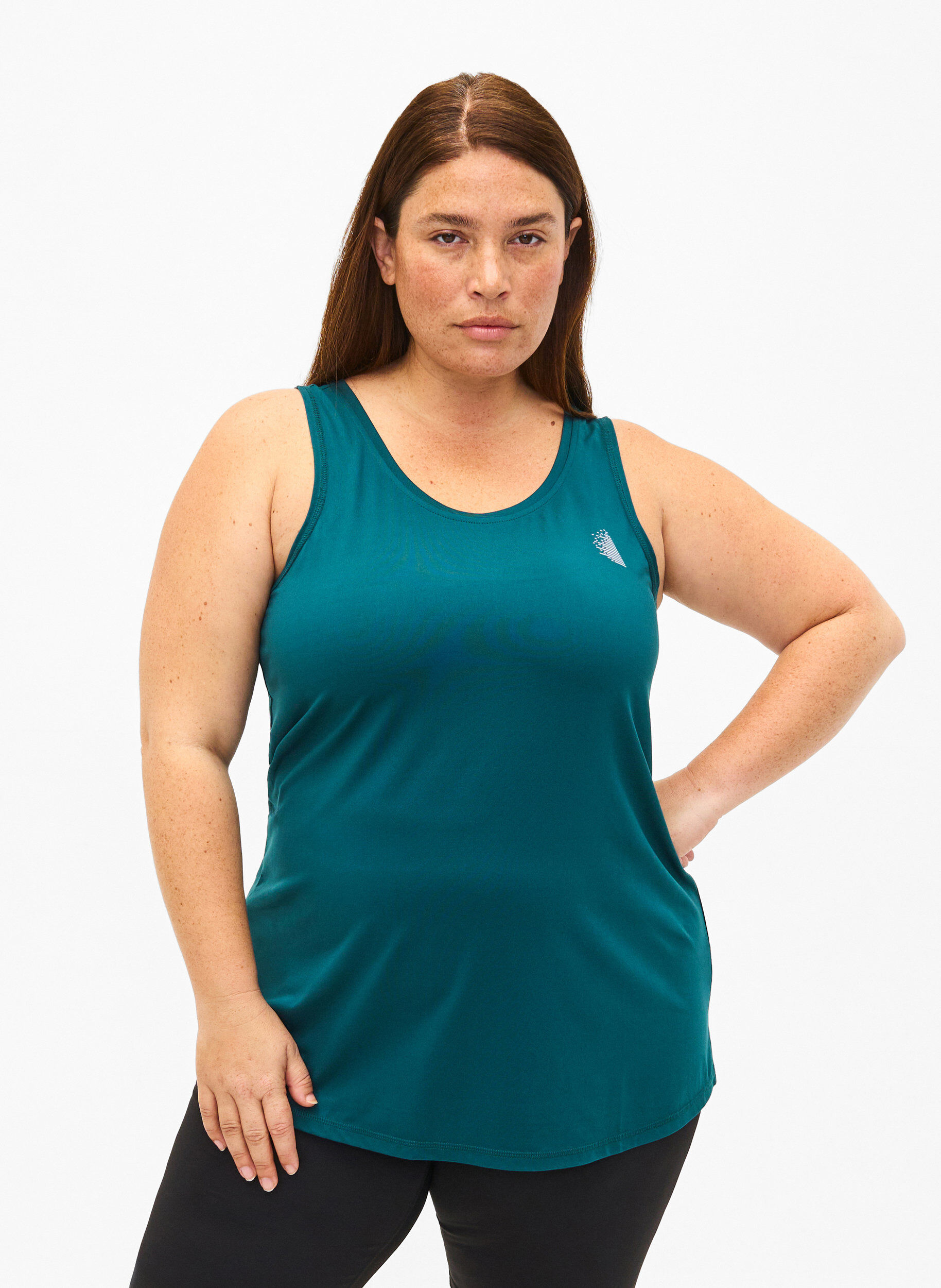 Zizzi T-shirt de sport &agrave; col rond, Deep Teal, Model image number 0