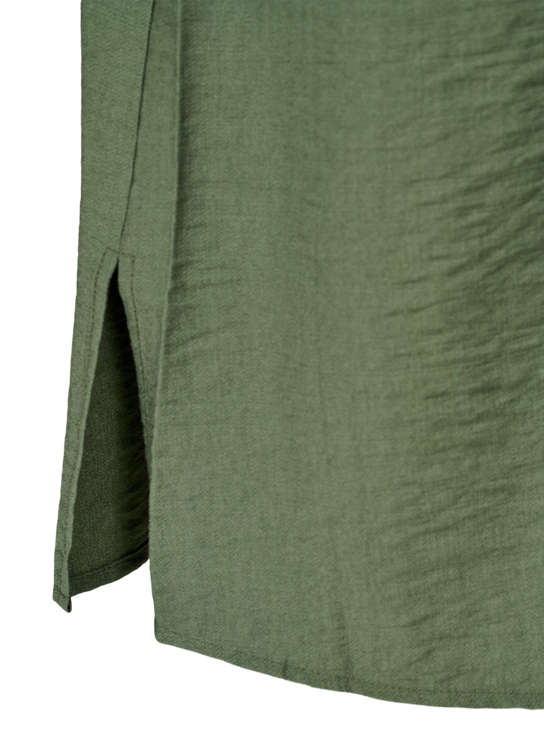 Zizzi Robe chemise avec ceinture nou&eacute;e et manches longues, Vert, Packshot image number 3