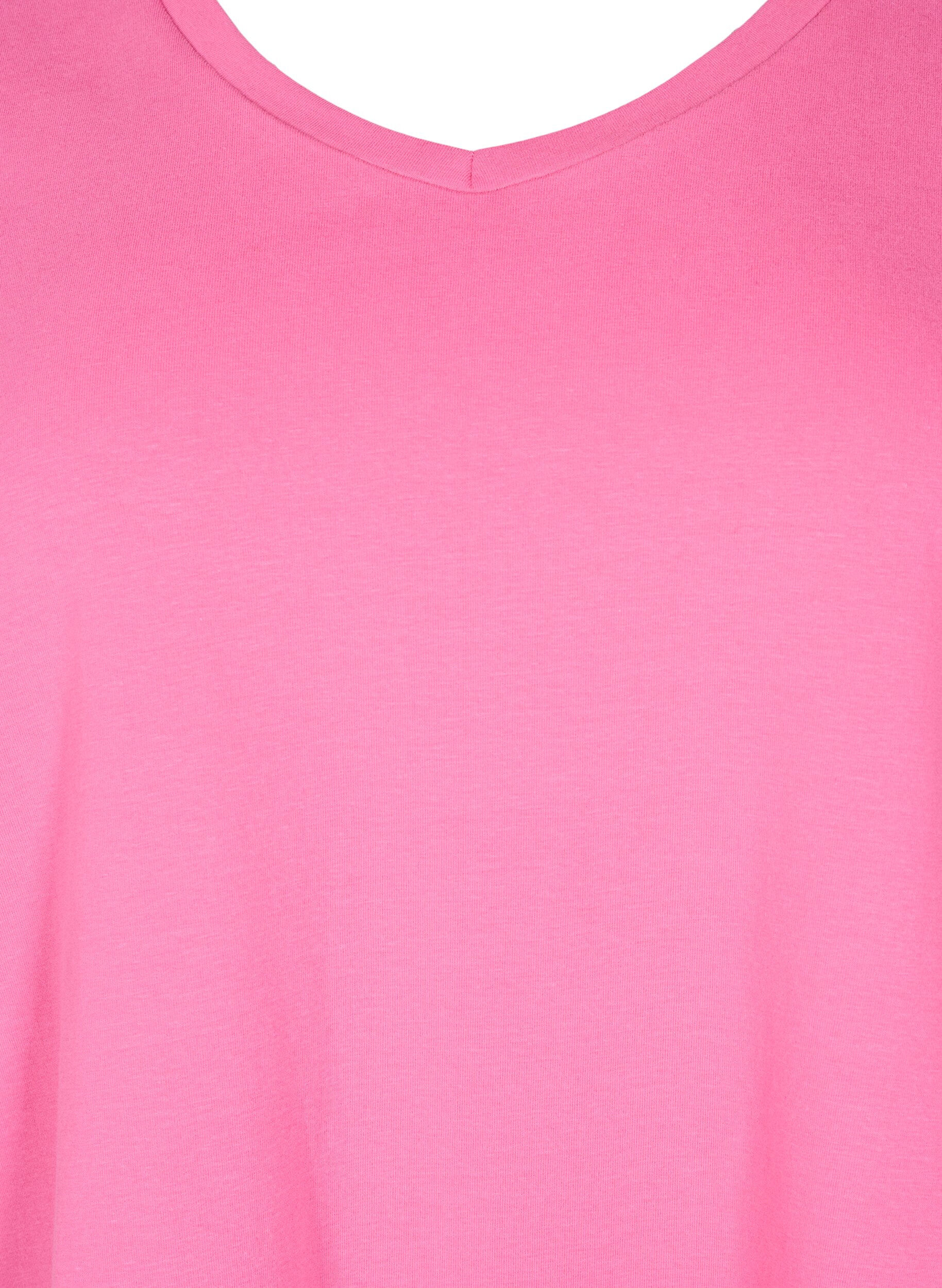Zizzi T-shirt basique en coton de couleur unie, Rose, Packshot image number 2