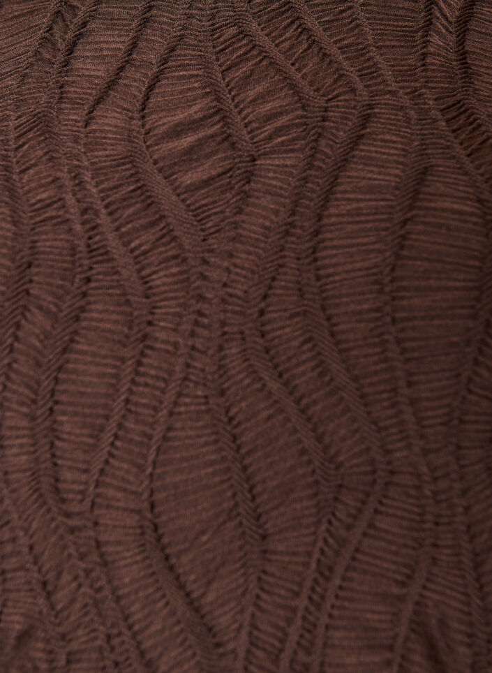 Robe midi &agrave; texture ondul&eacute;e et manches longues, Marron, Packshot image number 2