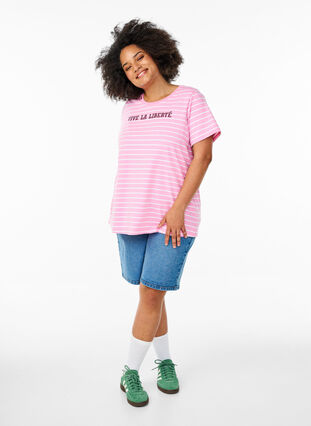 T-shirt fille rose rayé - pot pourri | Tape à l'oeil T-shirt fille rose rayé - pot pourri | Tape à l'oeil