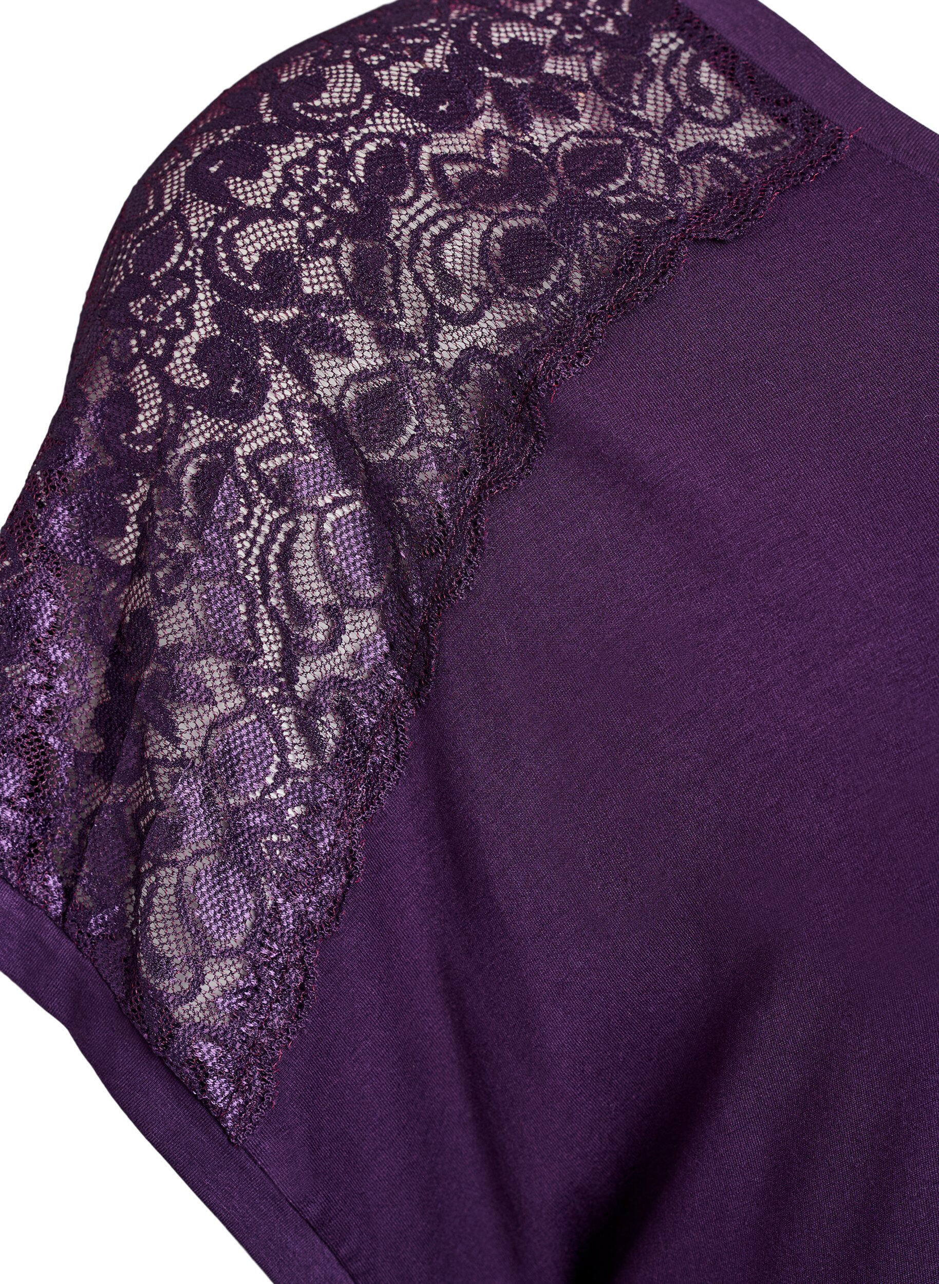 Zizzi Chemise de nuit en viscose avec dentelle, Violet, Packshot image number 3