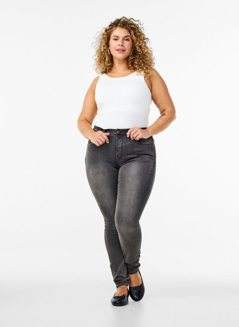 Jean Amy super slim à taille haute, Dark Grey Denim, Model image number 0