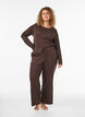 Bas de pyjama en coton biologique avec broderie ajour&eacute;e, Marron, Model image number 0