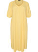 Robe midi avec col en V et texture, Jaune clair, Packshot image number 0