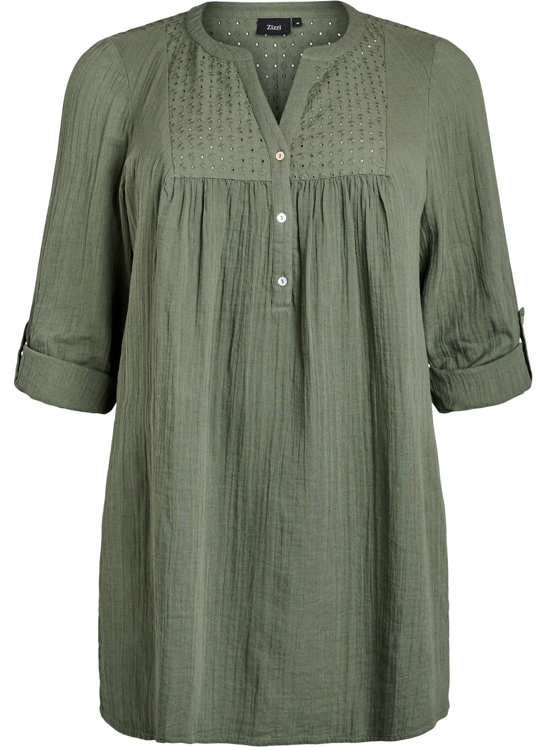 Tunique en mousseline de coton avec broderie anglaise
