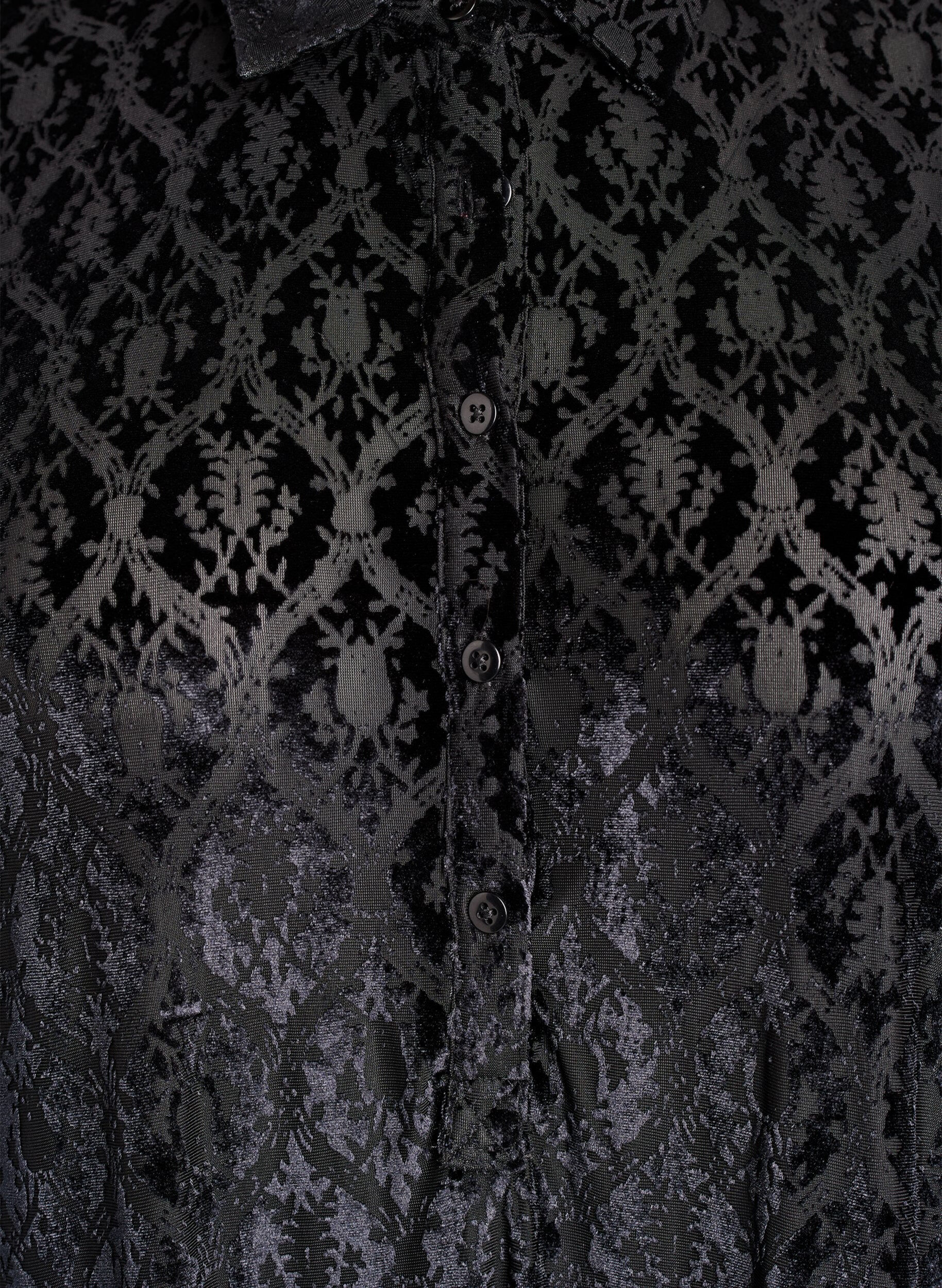 Zizzi Robe courte &agrave; motif velours, Noir, Packshot image number 2