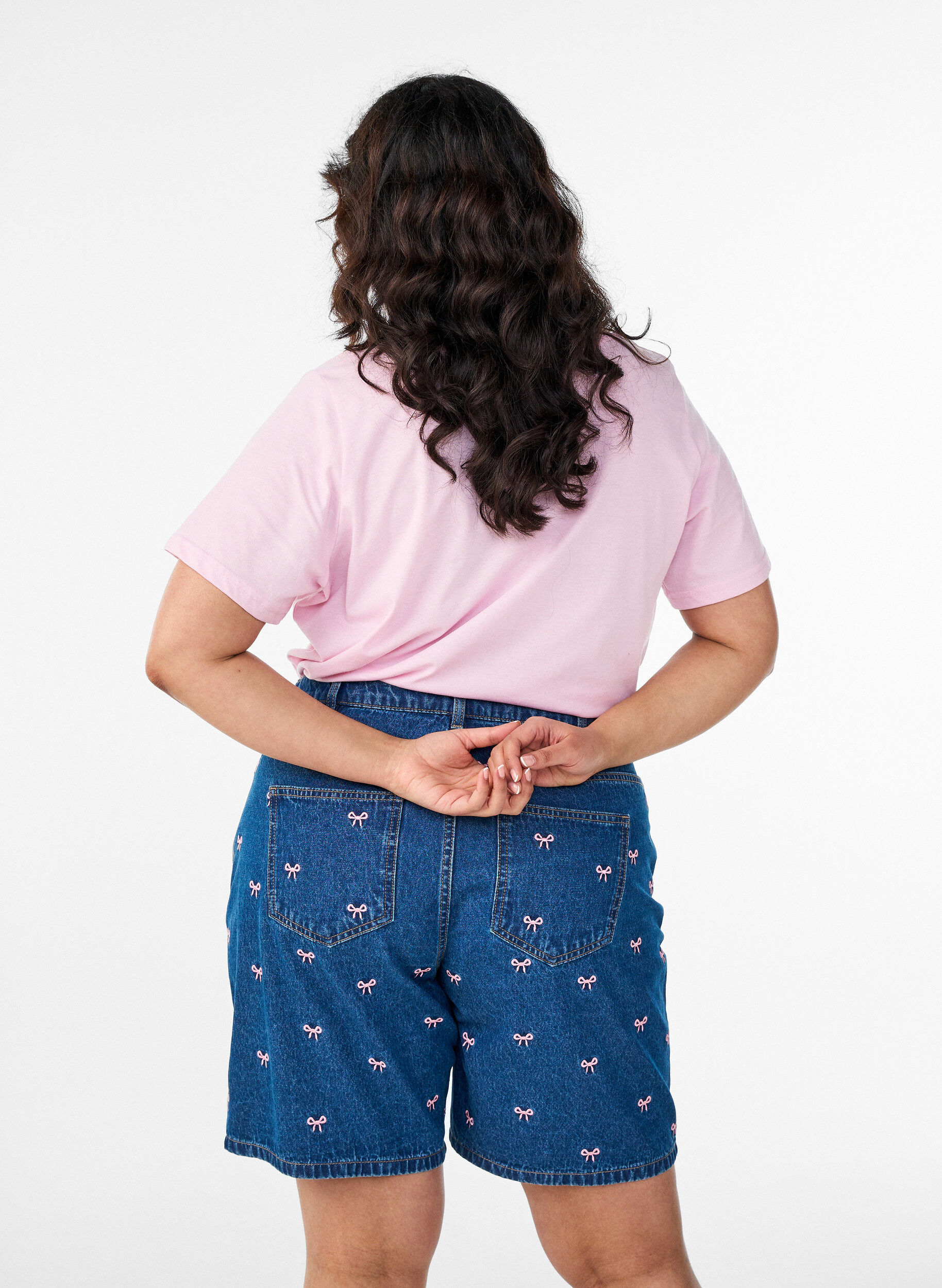 ZizziShort en jean brod&eacute;, Bleu, Model image number 2