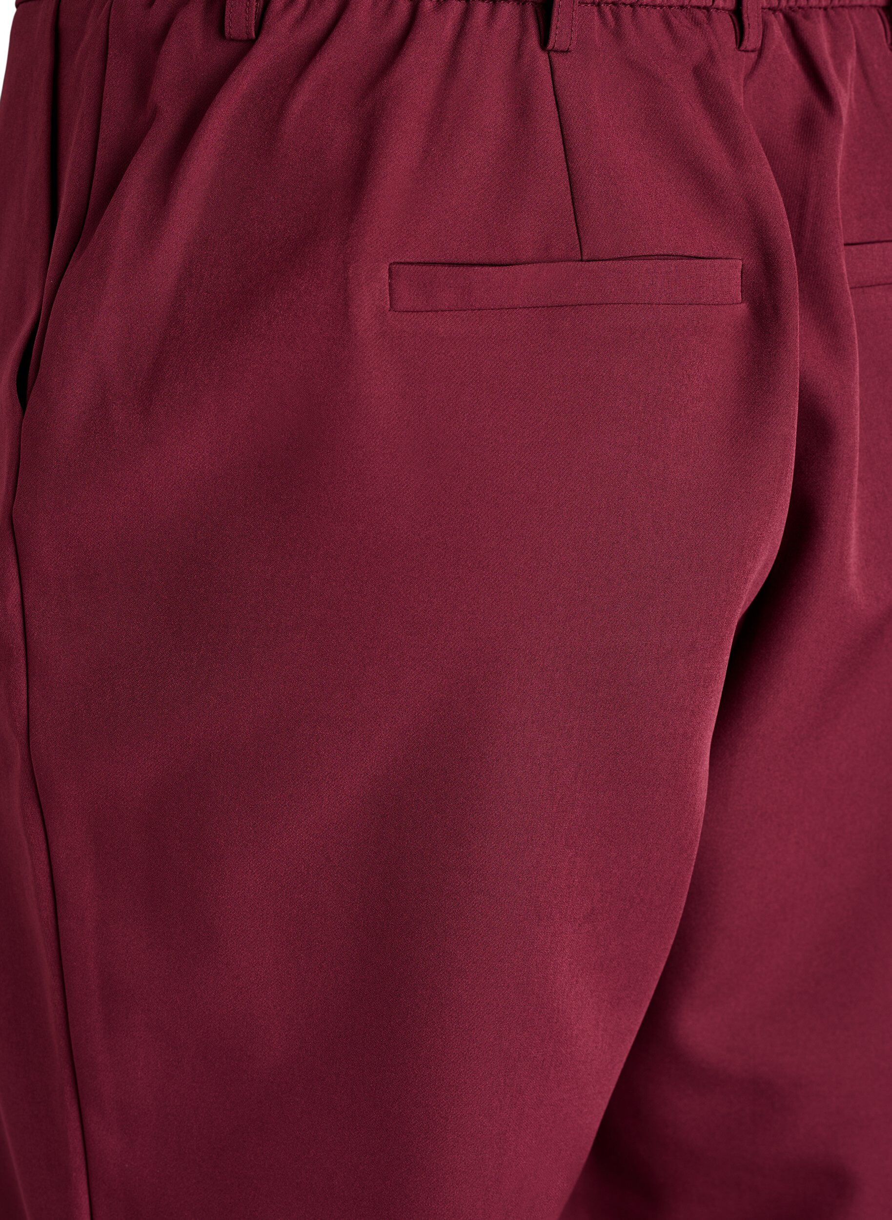 Zizzi Pantalon avec poches et jambes droites, Bordeaux, Packshot image number 3