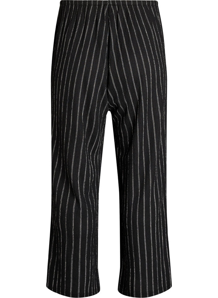 Pantalon large en tissu l&eacute;ger et textur&eacute;, Noir, Packshot image number 1