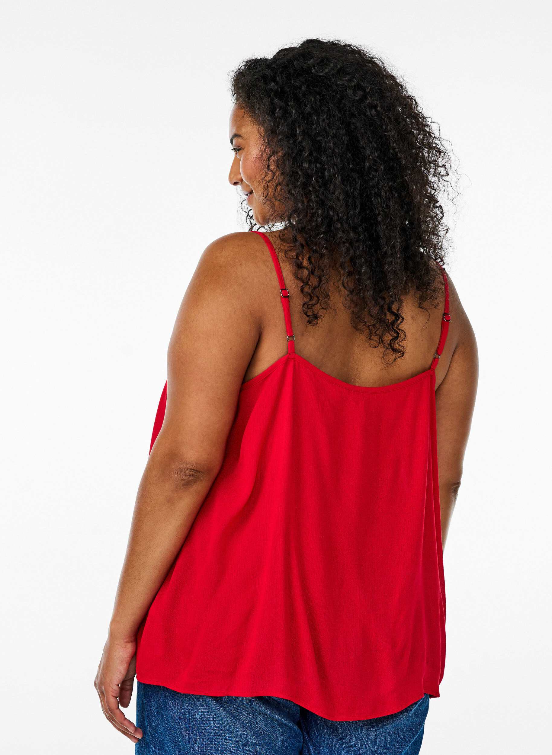 Zizzi Top &agrave; bretelles en viscose, Rouge, Model image number 2