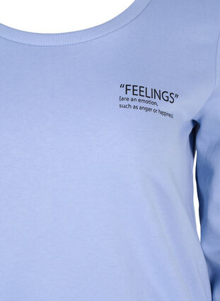 Sweat-shirt en coton avec impression de texte, Blue Heron, Packshot image number 2