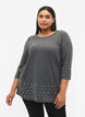 Blouse avec perles et manches 3/4, Dark Grey Melange, Model image number 0