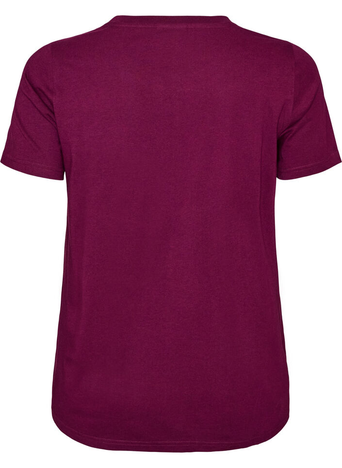 T-shirt en coton bio avec inscription en velours, Violet, Packshot image number 1