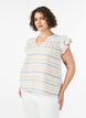 Blouse sans manches avec volants et rayures &agrave; motifs, Vanille, Model image number 0