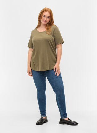 T-shirt à manches courtes en qualité côtelée, Dusty Olive, Model image number 2