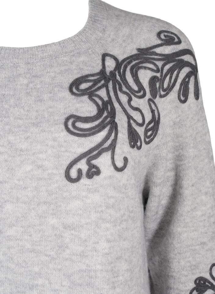 Robe en maille avec décoration, Light Grey Melange, Packshot image number 2