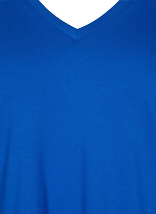 T-shirt en coton bio à col V, Princess Blue, Packshot image number 2