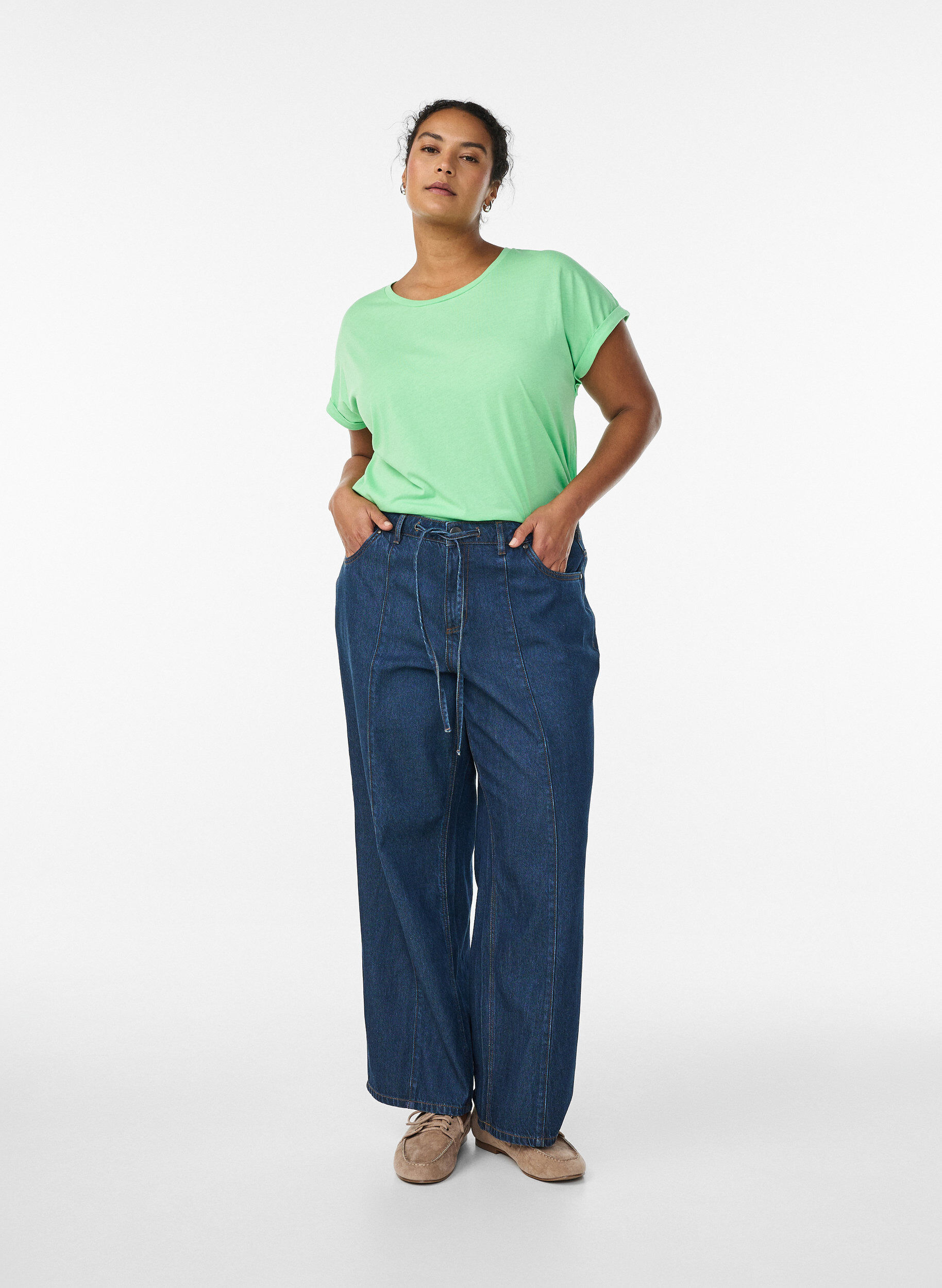 ZizziT-shirt &agrave; manches courtes en m&eacute;lange de coton, Vert, Model image number 1