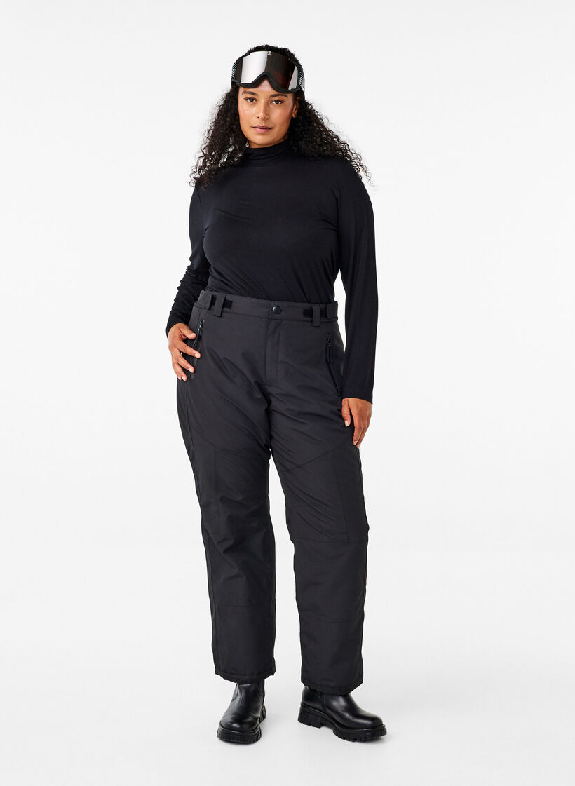 Pantalon de ski avec poches et taille ajustable, Noir, Model image number 0