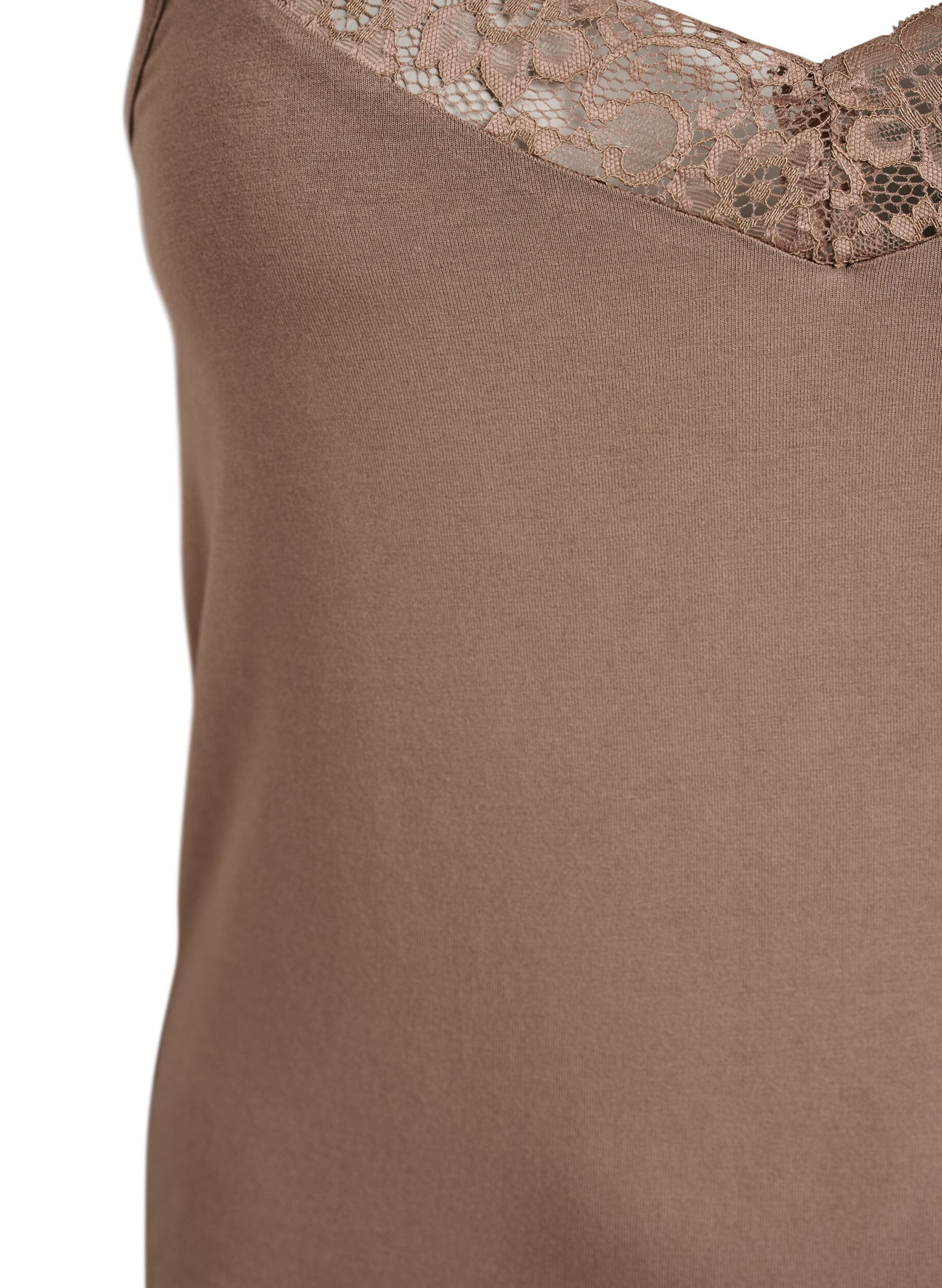 Zizzi Top en viscose avec bord en dentelle, Beige, Packshot image number 2