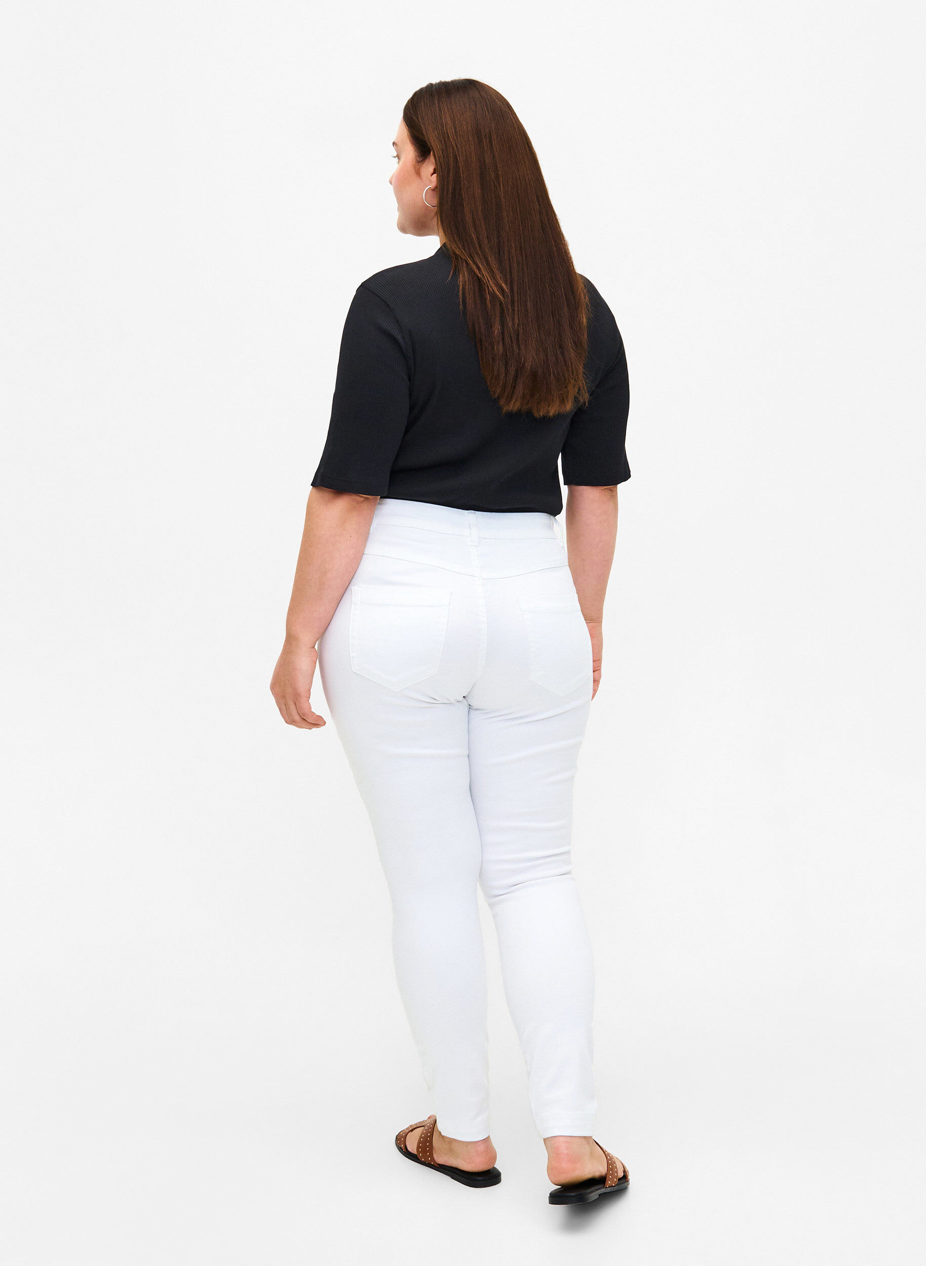 Zizzi Jean taille r&eacute;guli&egrave;re Viona, Blanc, Model image number 1