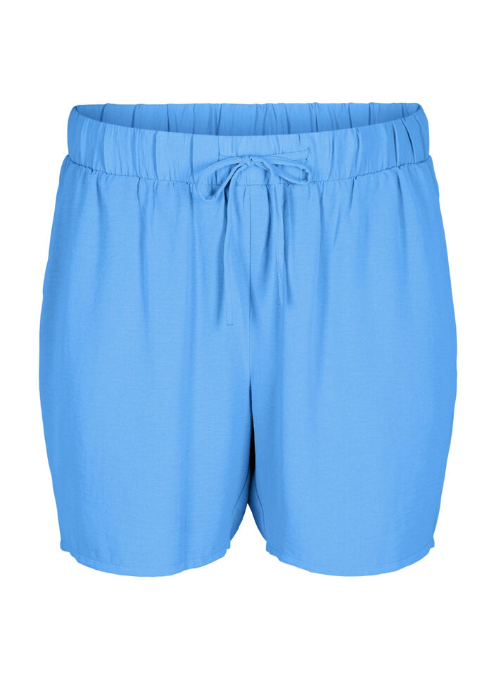 Short avec poches et ceinture élastique, Bleu, Packshot image number 0