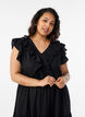 Robe midi sans manches en lin et viscose avec volants, Noir, Model image number 2