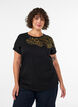 T-shirt en coton &agrave; imprim&eacute; floral, Noir, Model image number 0