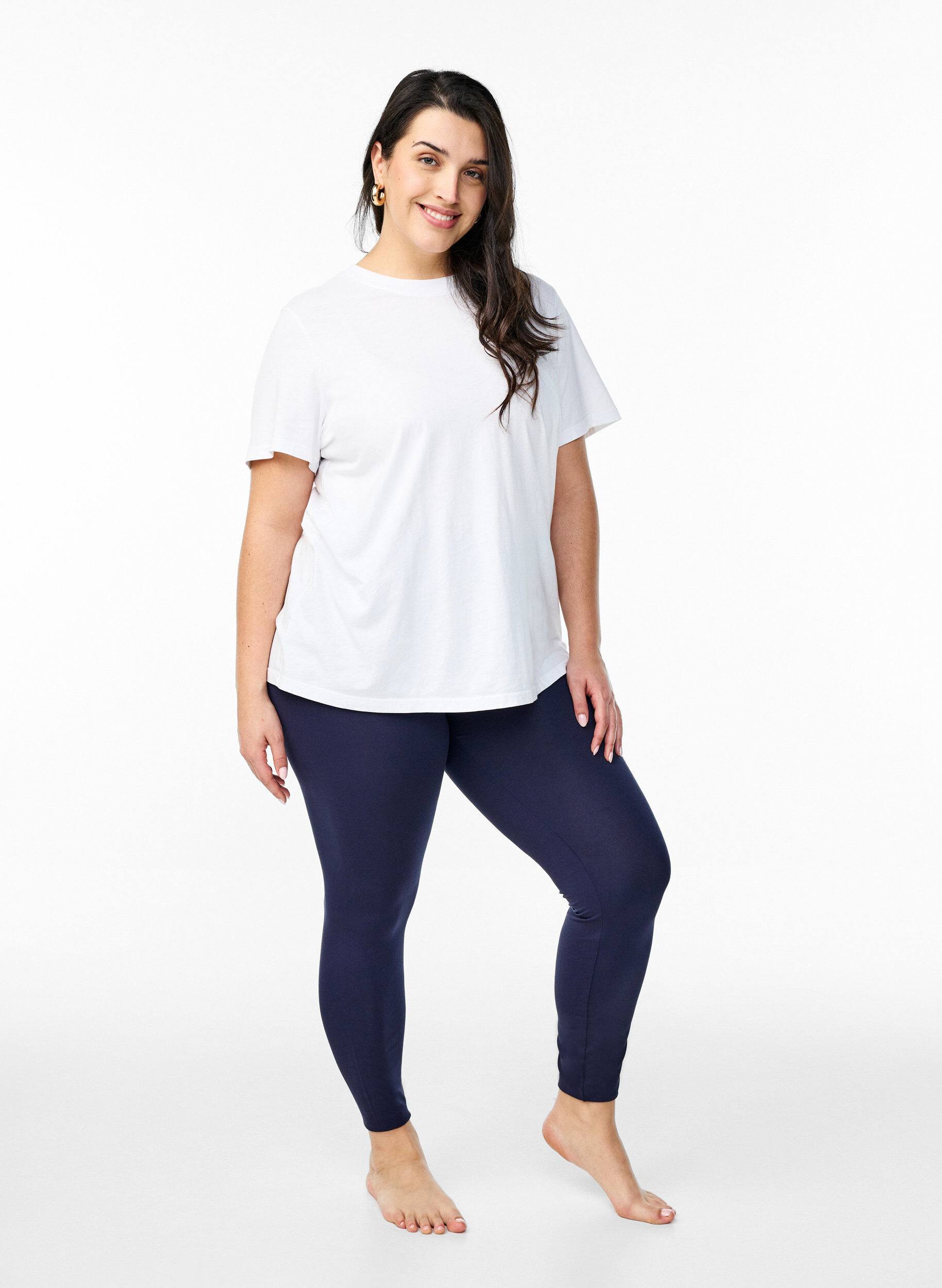 Zizzi Leggings basiques en viscose, Bleu, Model image number 1