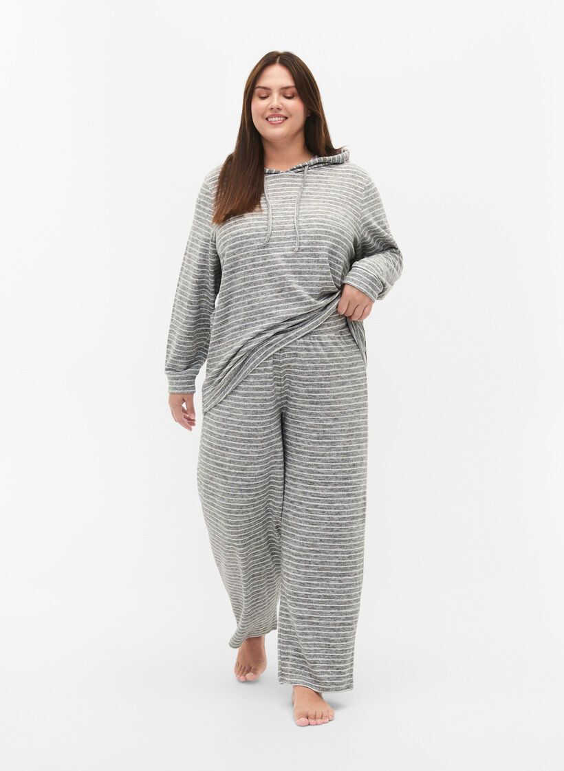 Sweat à capuche ample avec des rayures, DGM Stripe, Model image number 3