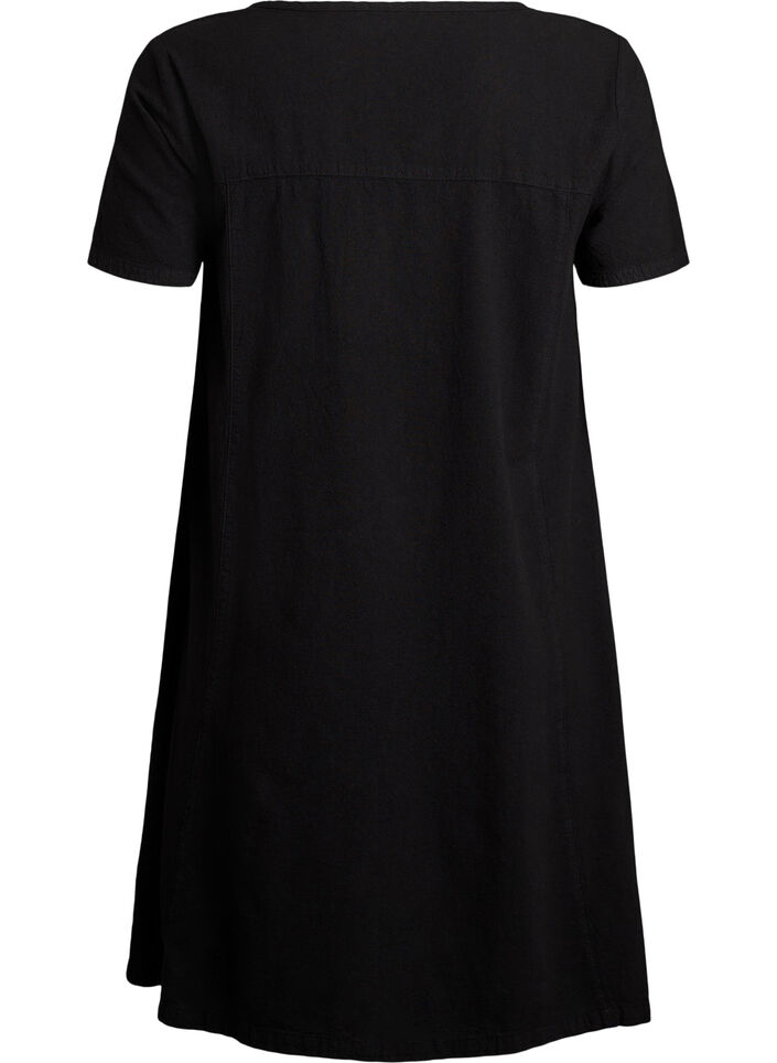 Robe en coton &agrave; manches courtes, Noir, Packshot image number 1