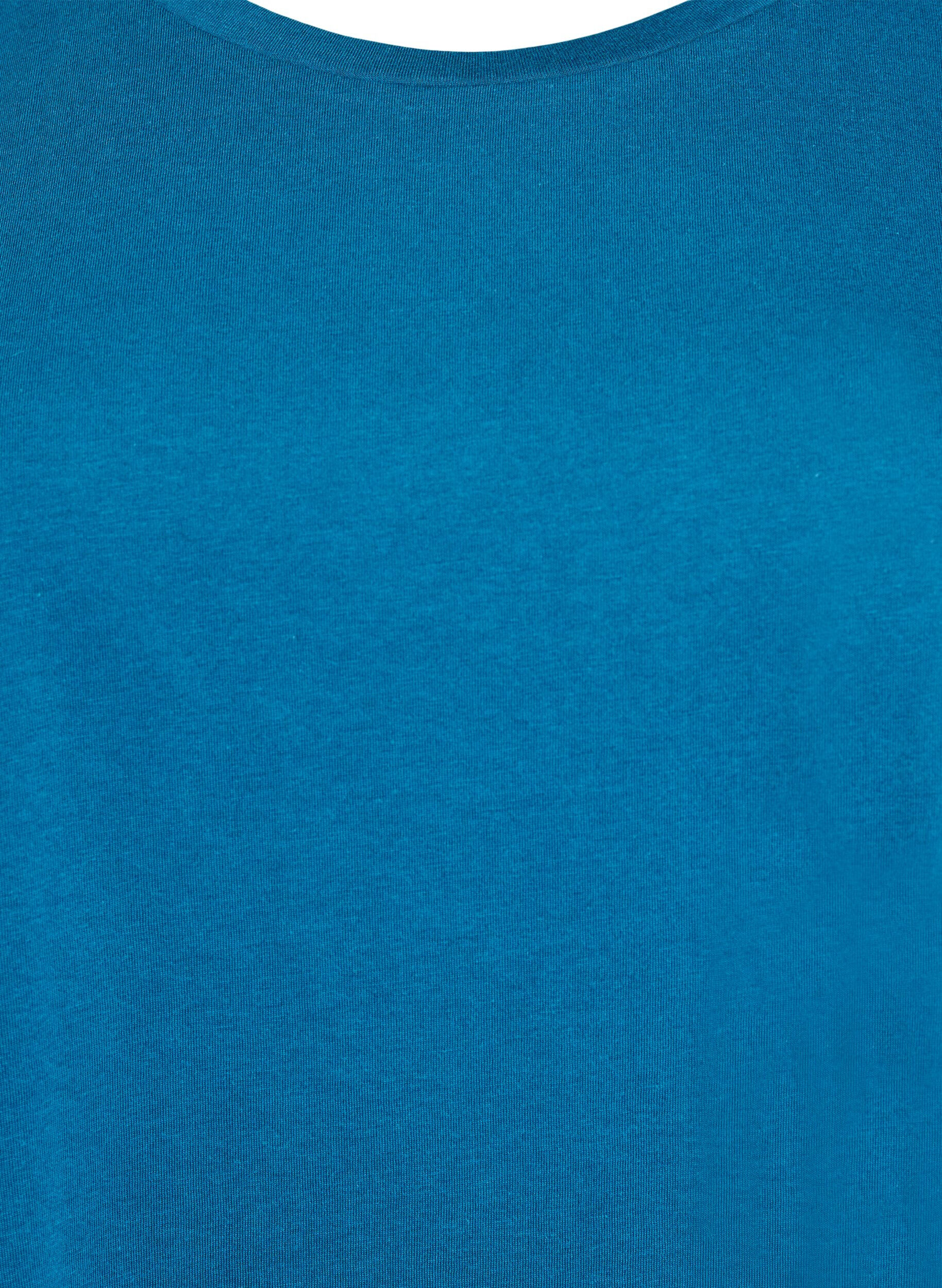 Zizzi T-shirt &agrave; manches courtes en coton m&eacute;lang&eacute;, Bleu p&eacute;trole, Packshot image number 2
