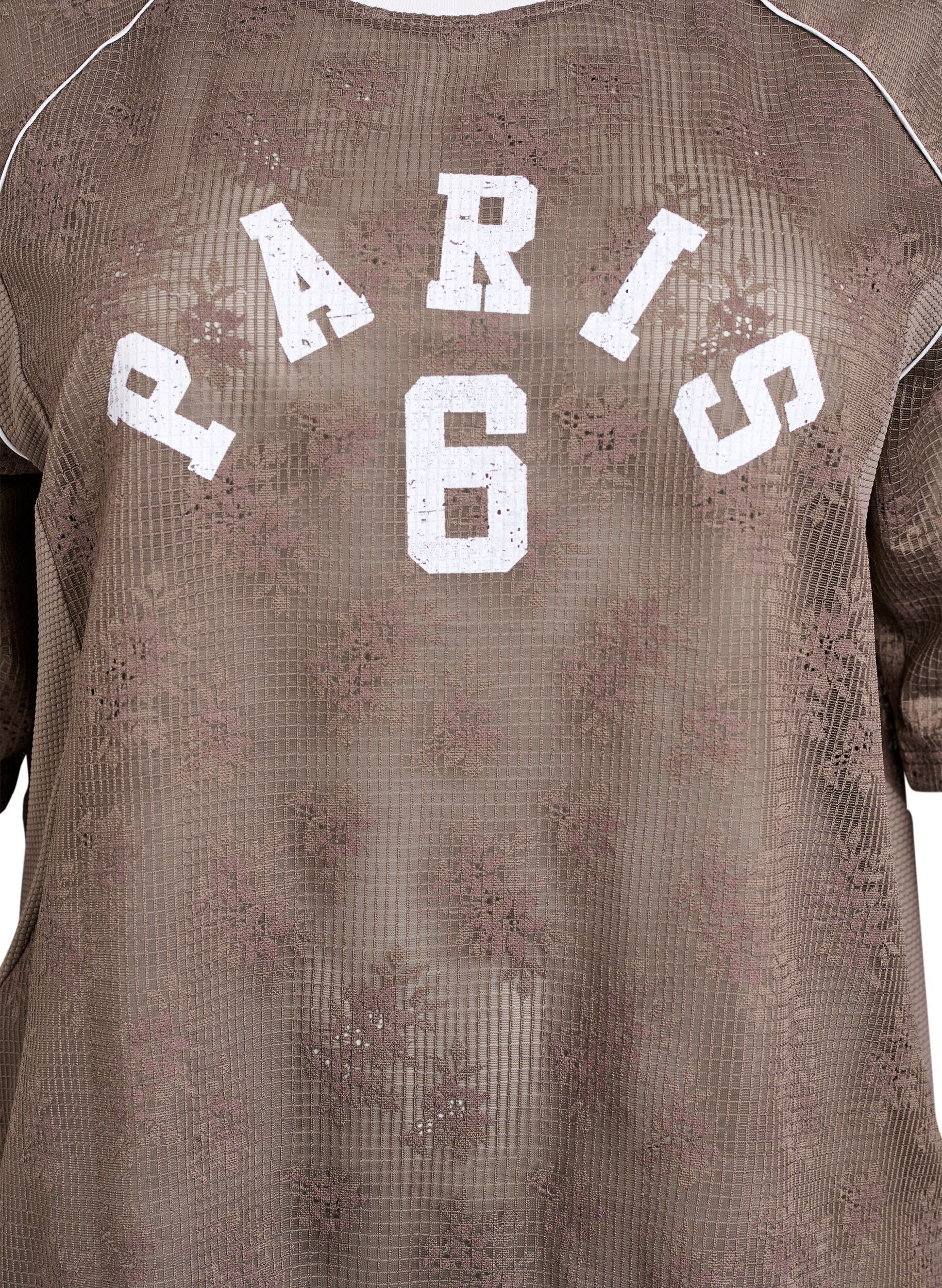 Zizzi T-shirt en dentelle avec imprim&eacute; texte, Marron, Packshot image number 2