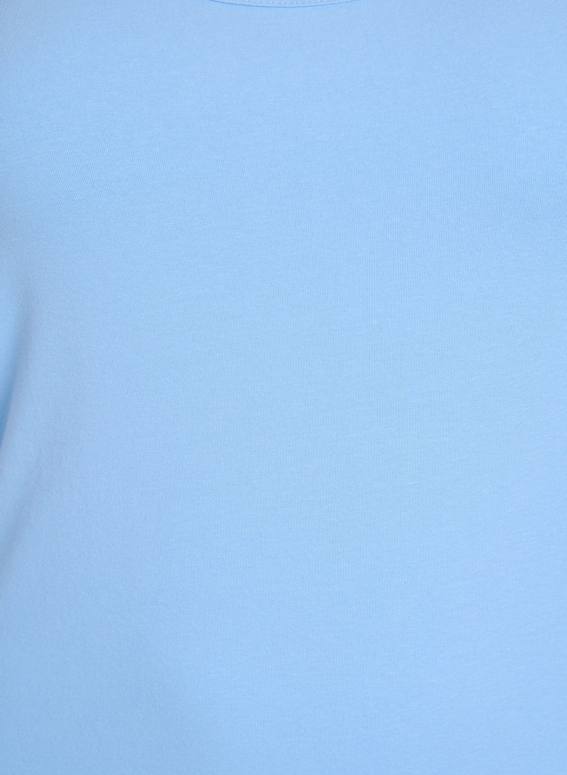 Zizzi Haut uni Basic en coton, Bleu Clair, Packshot image number 2