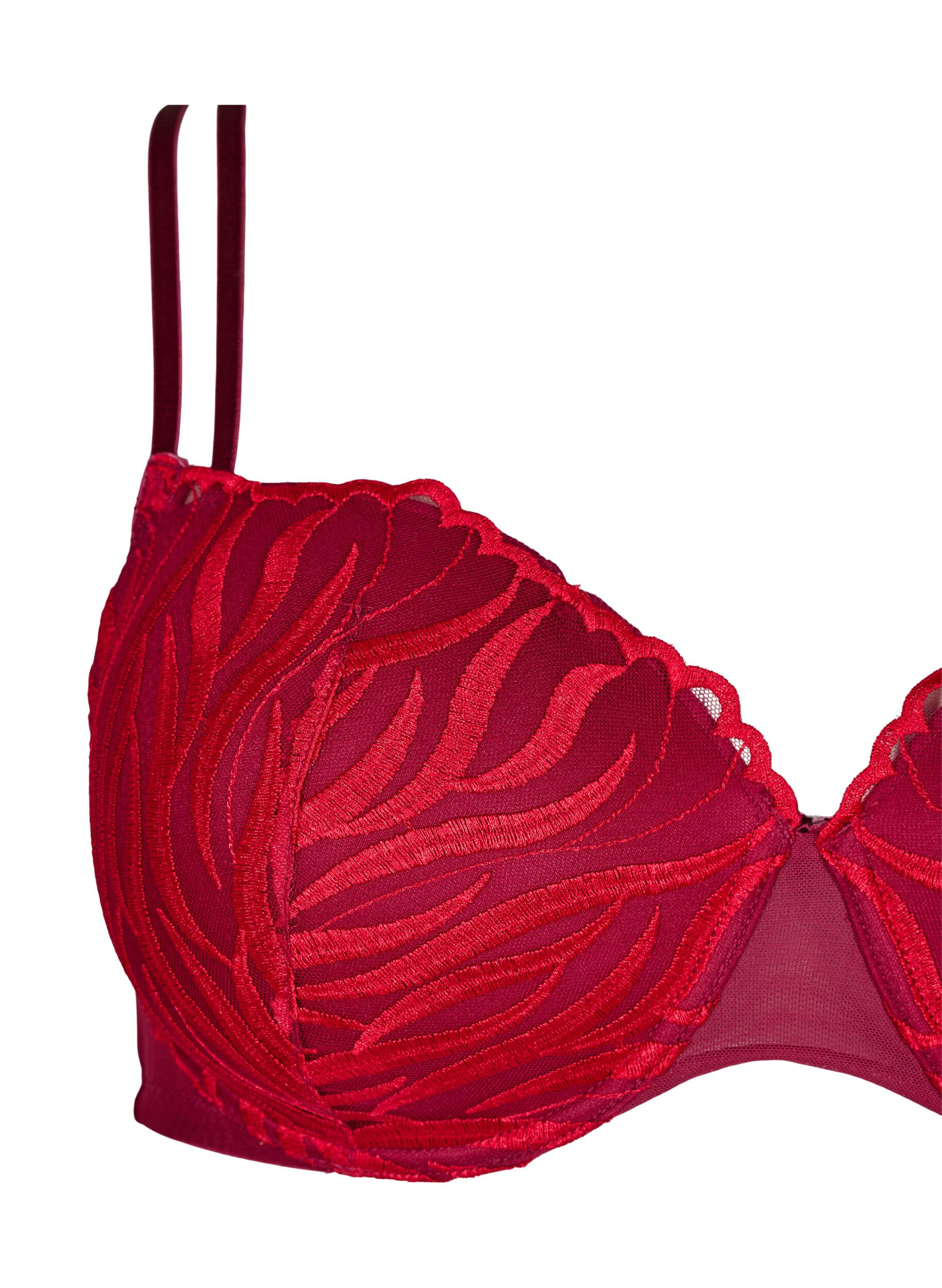Zizzi Soutien-gorge moul&eacute; &agrave; motif brod&eacute;, Rouge, Packshot image number 2