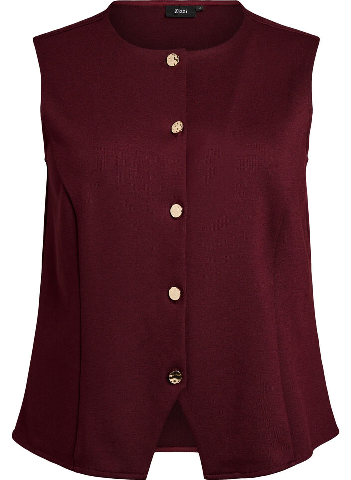 Blouse sans manches avec boutons d&eacute;coratifs, Bordeaux, Packshot image number 0