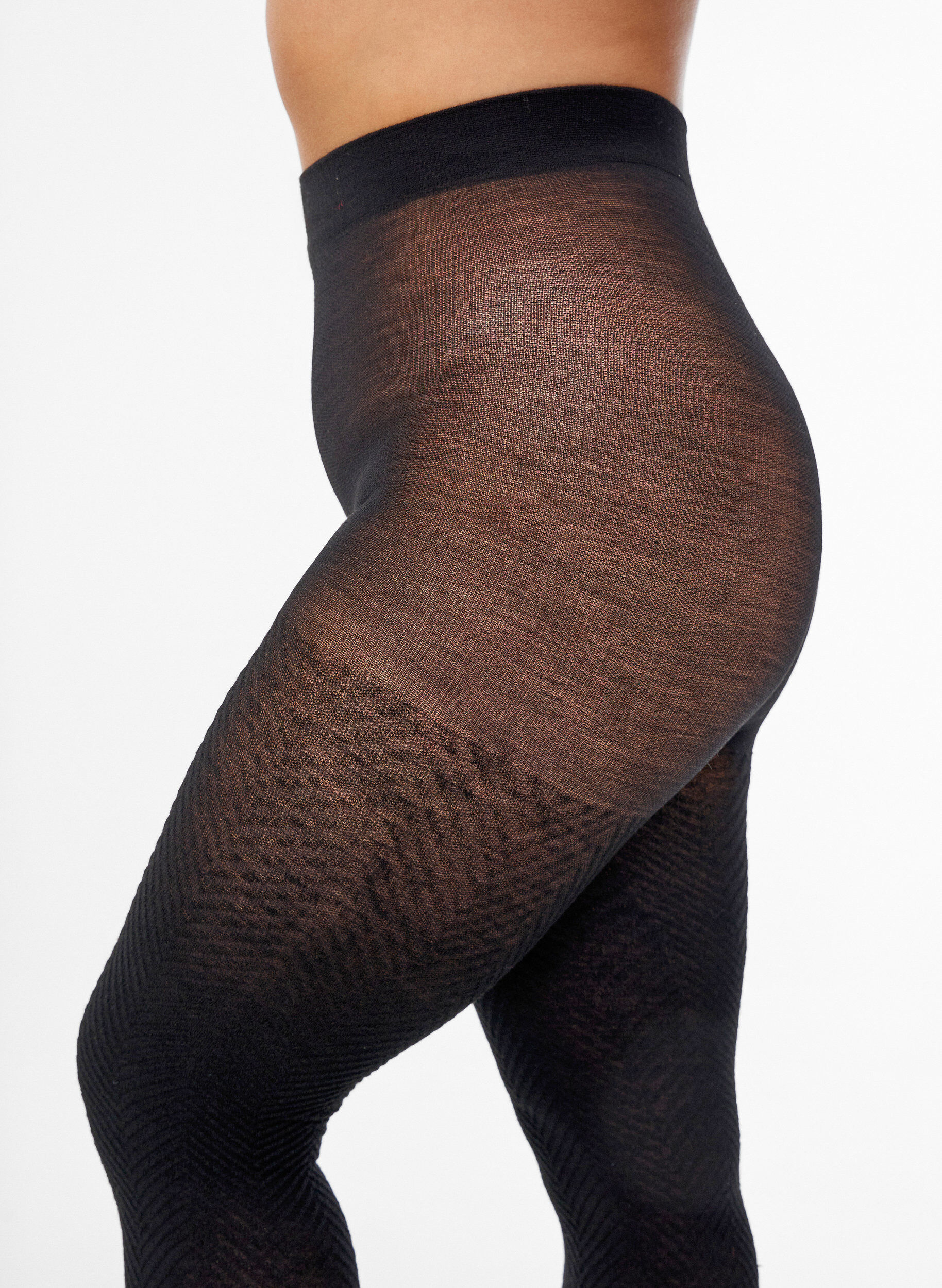 Zizzi Collants textur&eacute;s, Noir, Model image number 1