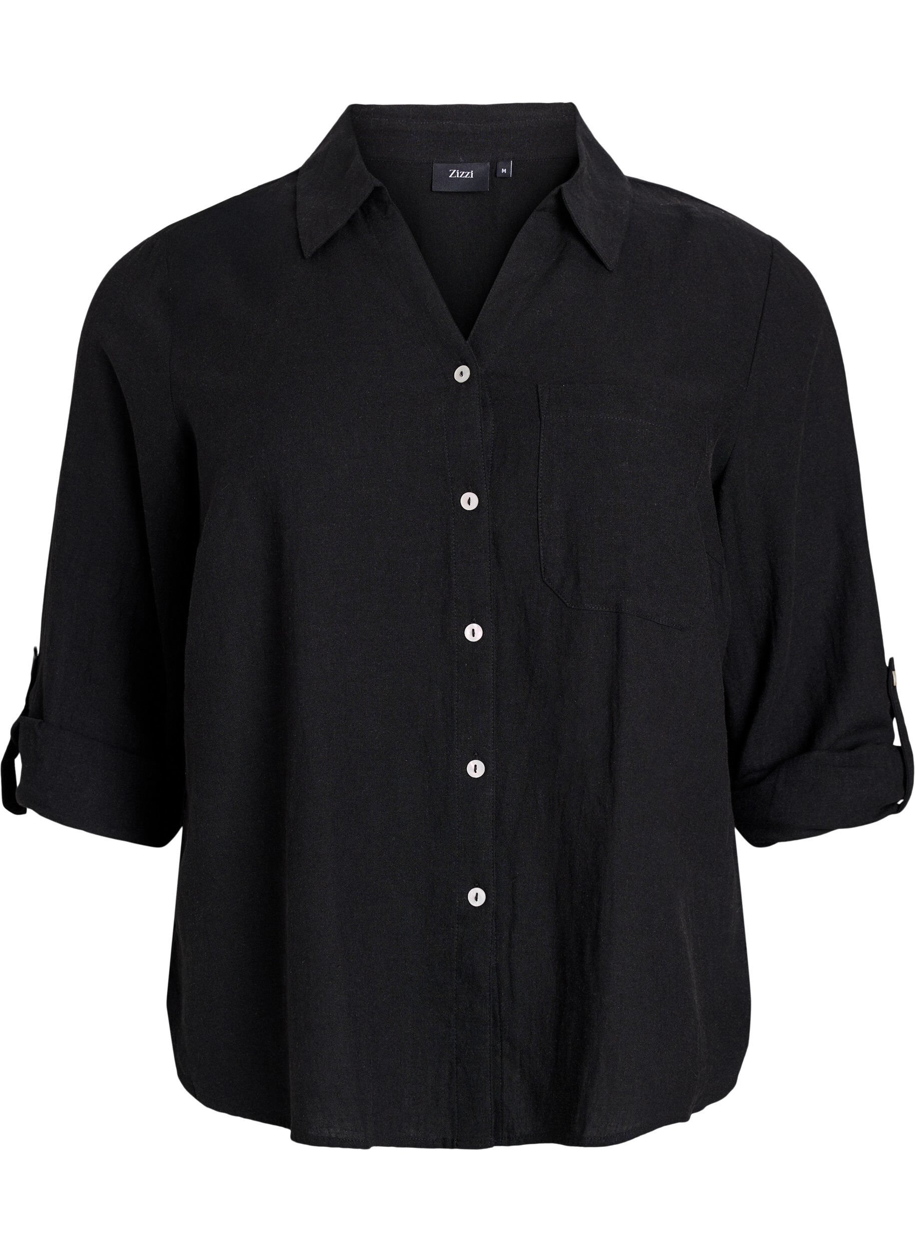 Chemise en lin et viscose avec manches 3/4