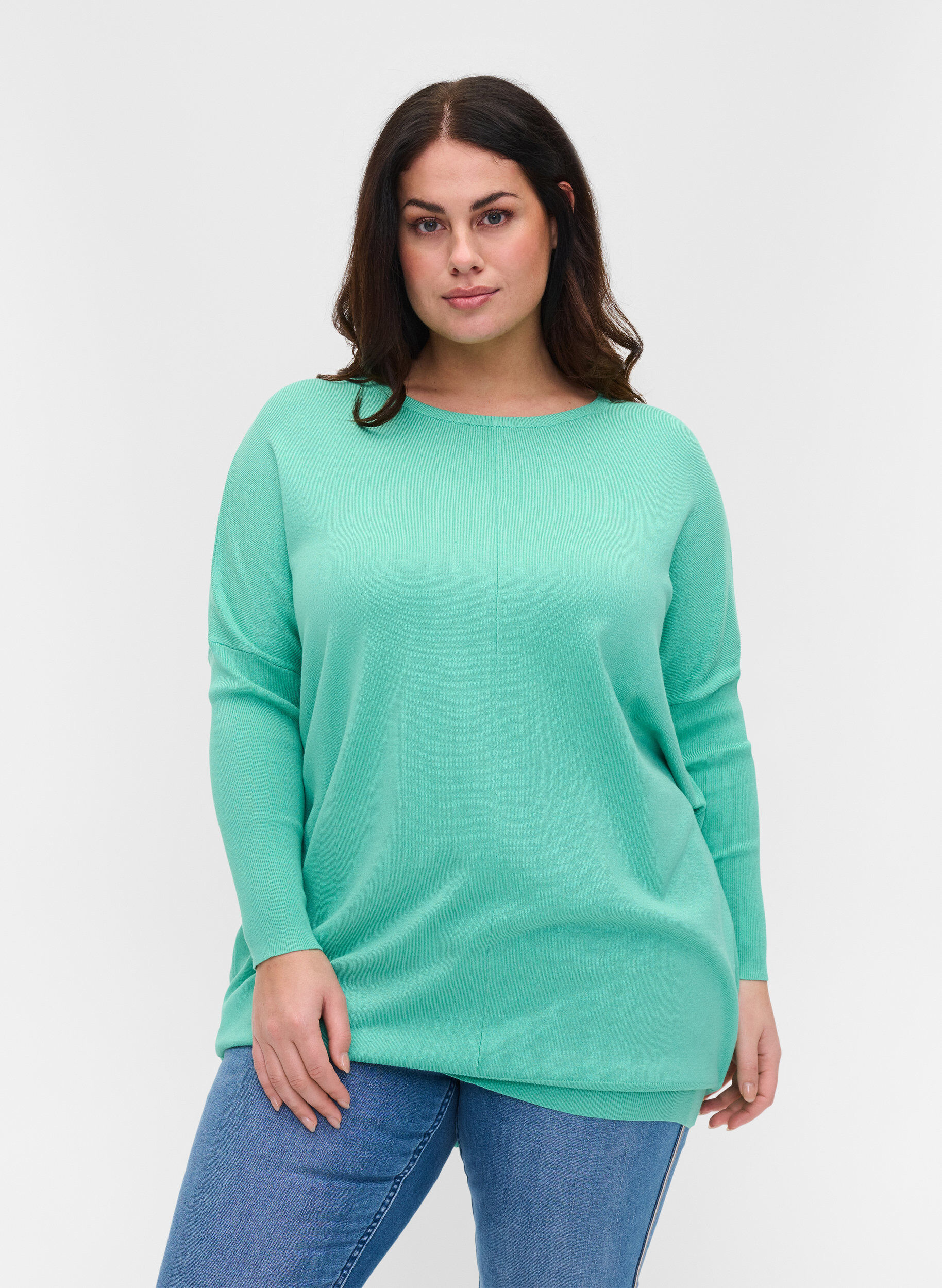 Zizzi Pull-over, Dusty Jade Green, Model image number 0