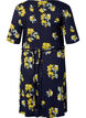 Robe portefeuille en viscose à manches courtes, Night Sky AOP Flower, Packshot image number 1