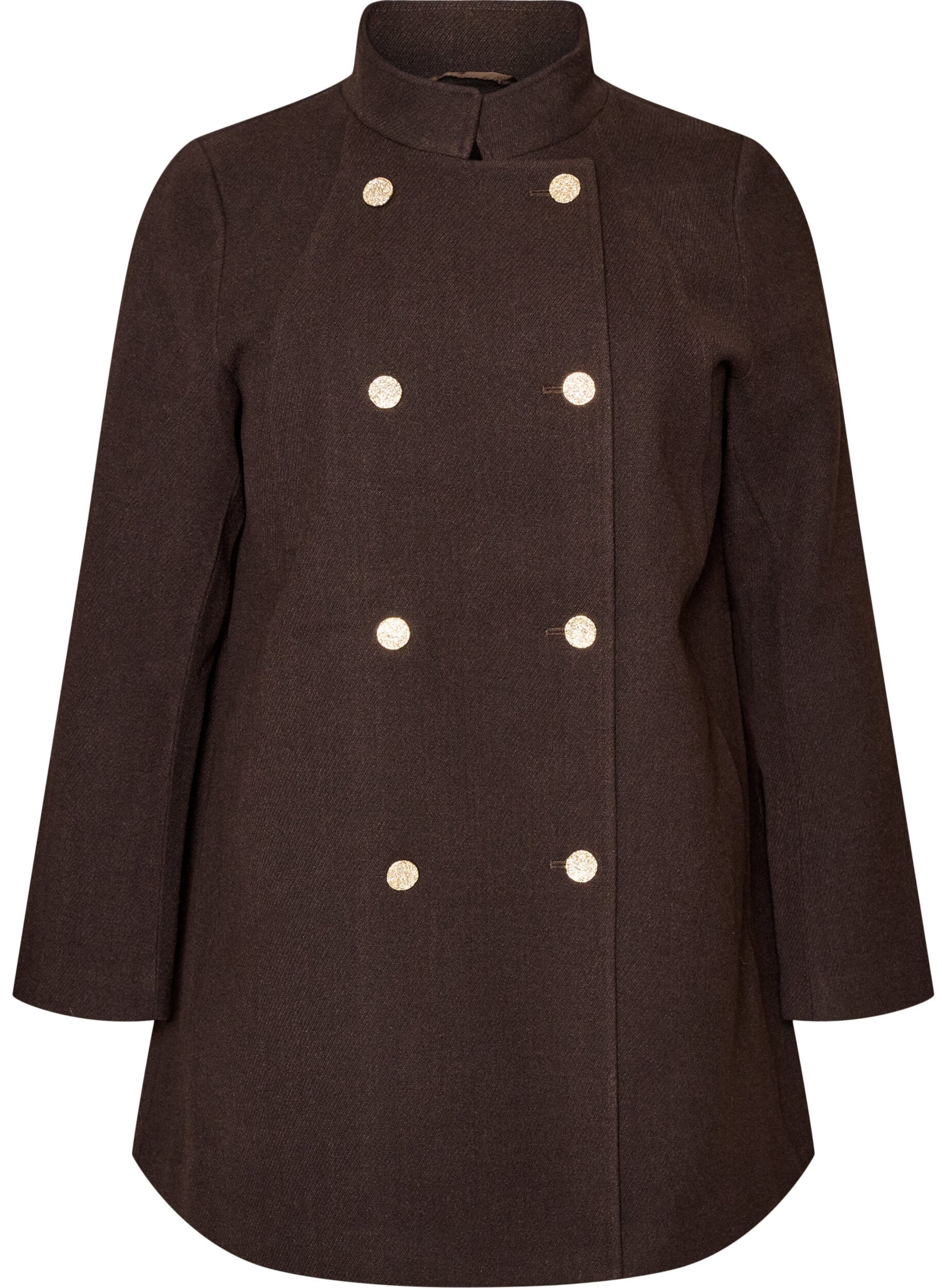 ZizziManteau coupe &eacute;vas&eacute;e avec boutons dor&eacute;s, Marron, Packshot image number 0