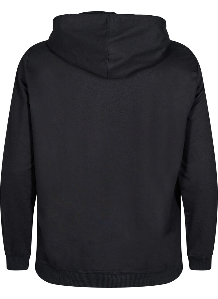 Sweat &agrave; capuche avec imprim&eacute;, Noir, Packshot image number 1