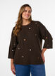 Blouse en maille avec de petits motifs brod&eacute;s, Marron, Model image number 0