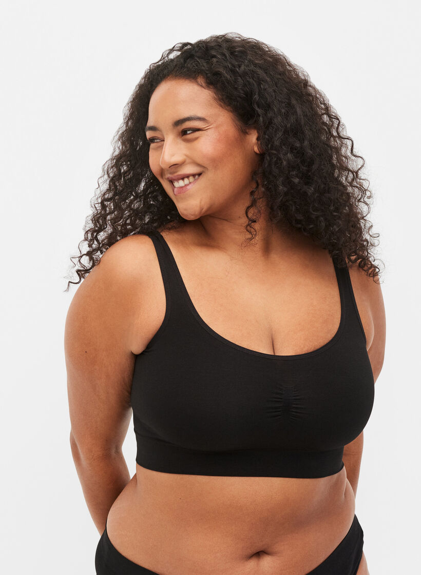 Soutien-gorge souple sans rembourrage, Noir, Model image number 0