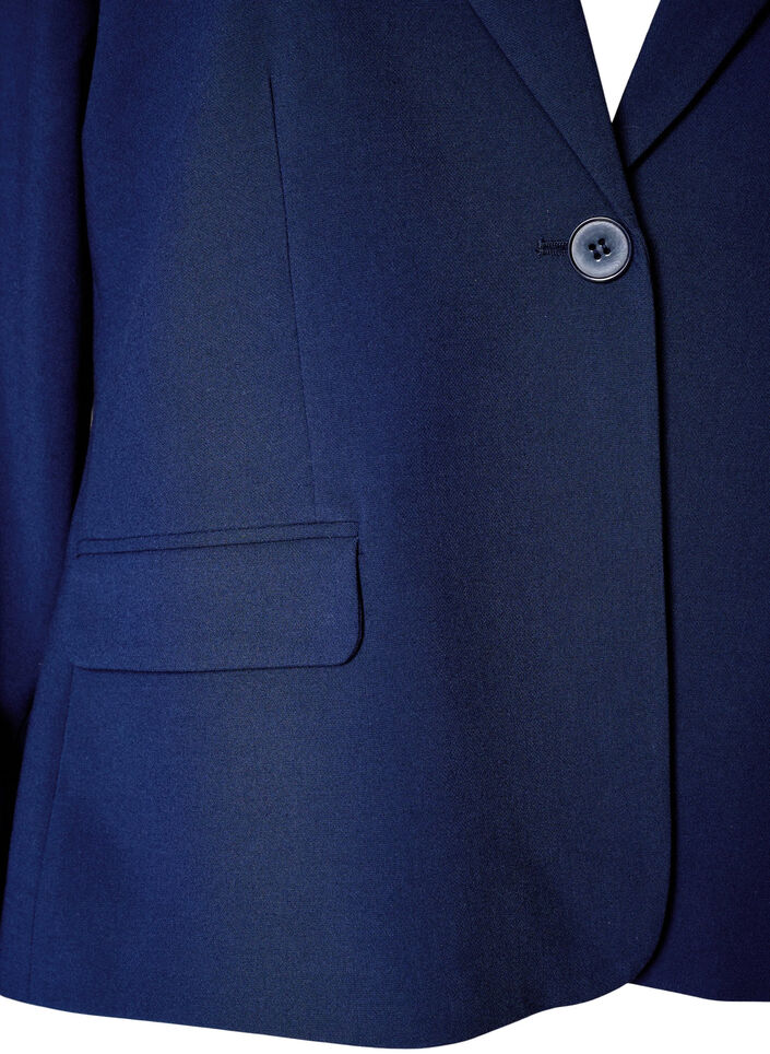 Blazer classique avec fermeture &agrave; bouton unique et poches, Bleu, Packshot image number 2