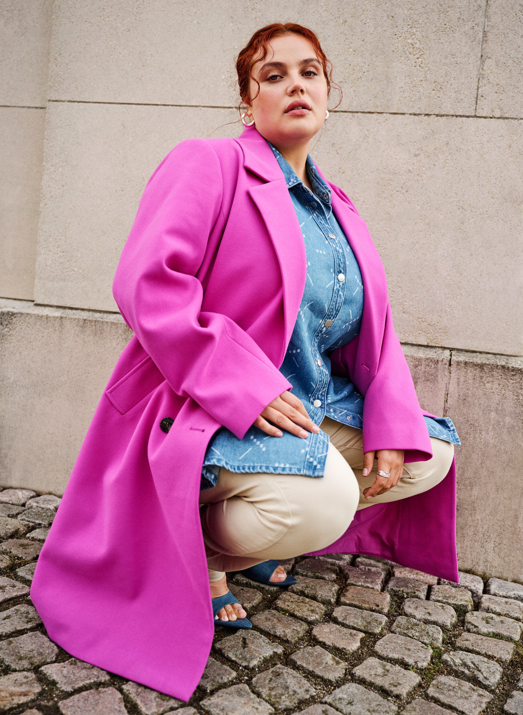 Zizzi Manteau &agrave; double boutonnage, Purple Orchid, Image image number 0